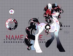 Size: 2584x2008 | Tagged: safe, artist:kanika-png, derpibooru import, oc, unofficial characters only, earth pony, pony, adoptable, cracks, female, flower, flower in hair, image, mare, png, reference sheet, solo