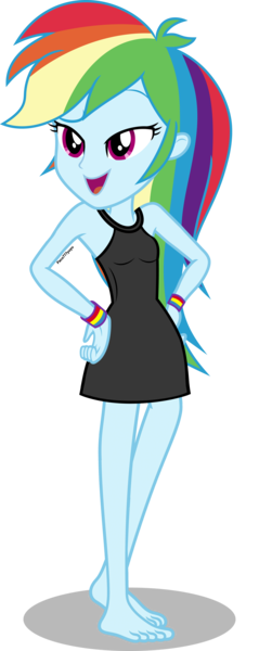 Size: 4648x11692 | Tagged: safe, artist:paco777yuyu, derpibooru import, rainbow dash, human, equestria girls, g4, barefoot, beautiful, black, black dress, clothes, cute, dress, feet, female, image, png, pretty, sexy, simple background, solo, solo female, style, transparent background