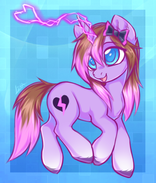 Size: 1818x2128 | Tagged: safe, artist:lina, derpibooru import, oc, oc:alpha, unofficial characters only, pony, unicorn, bow, electricity, female, filly, foal, horn, image, looking up, magic, png, sketch