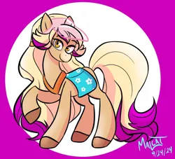 Size: 947x861 | Tagged: safe, artist:malcat, derpibooru import, horse, pony, bailey (wild manes), female, freckles, gradient muzzle, image, jpeg, mare, raised hoof, smiling, solo, visor cap, wild manes