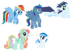 Size: 827x590 | Tagged: safe, artist:uberxmomo, derpibooru import, rainbow dash, soarin', pegasus, pony, g4, colt, female, foal, image, jpeg, male, mare, offspring, parent:rainbow dash, parent:soarin', parent:zephyr breeze, parents:soarindash, parents:zephdash, shipping, soarindash, stallion, straight