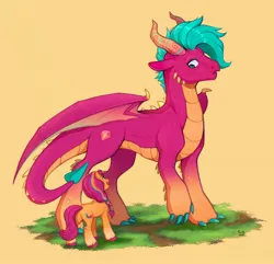 Size: 3281x3167 | Tagged: safe, artist:birdoffnorth, derpibooru import, sunny starscout, dragon, earth pony, pony, g5, blaize skysong, duo, image, jpeg