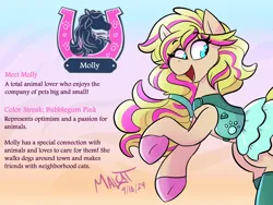 Size: 2000x1500 | Tagged: safe, artist:malcat, derpibooru import, oc, oc:molly, unofficial characters only, horse, pony, clothes, dress, female, heart, horseshoes, image, jpeg, mare, open mouth, open smile, paw prints, profile, raised hoof, raised hooves, smiling, solo, wild manes, wild manes oc