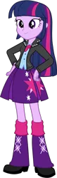 Size: 1624x5005 | Tagged: safe, artist:octosquish7260, derpibooru import, twilight sparkle, human, equestria girls, g4, blouse, boots, clothes, female, image, jacket, leather, leather jacket, leg warmers, png, shirt, shoes, simple background, skirt, solo, standing, transparent background