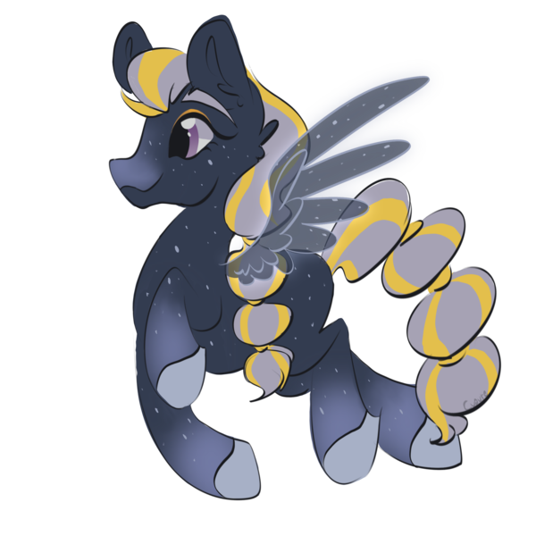 Size: 2048x2048 | Tagged: safe, artist:cupute, derpibooru import, horse, pegasus, big ears, black coat, bubble braids, closed mouth, clothes, colored hooves, cute, ears up, flying, freckles, gradient legs, gradient muzzle, gray mane, gray tail, grin, halley (wild manes), hooves, image, nonbinary, png, see-through, simple background, smiling, solo, speckled, spots, spread wings, stars, tail, tied mane, tied tail, transparent background, transparent wings, wild manes, wings, yellow mane, yellow tail