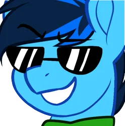 Size: 537x541 | Tagged: safe, artist:mxiiisy, derpibooru import, oc, oc:cobalt chaser, unofficial characters only, pegasus, pony, blue coat, blue mane, cool, digital art, emotes, image, male, pegasus oc, png, simple background, smug, solo, sunglasses, transparent background, wings