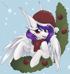 Size: 1943x2048 | Tagged: safe, artist:shinech9, ponerpics import, oc, unofficial characters only, pony, christmas, clothes, female, hat, holiday, image, jpeg, mare, santa hat, scarf, solo, solo female