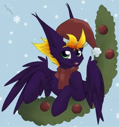 Size: 1919x2048 | Tagged: safe, artist:shinech9, ponerpics import, oc, unofficial characters only, pony, bust, christmas, clothes, hat, holiday, image, jpeg, male, santa hat, scarf, solo, stallion