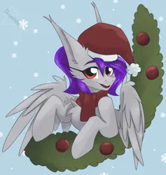 Size: 1942x2048 | Tagged: safe, artist:shinech9, ponerpics import, oc, unofficial characters only, pony, christmas, clothes, female, hat, holiday, image, jpeg, mare, santa hat, scarf, solo