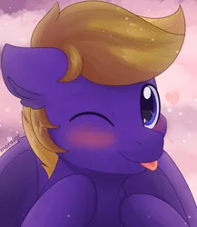 Size: 1300x1500 | Tagged: safe, artist:maravor, derpibooru import, oc, pegasus, pony, ;p, image, looking at you, male, one eye closed, png, solo, stallion, tongue out, wink, winking at you