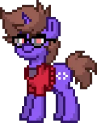 Size: 320x408 | Tagged: safe, derpibooru import, oc, oc:james thinkode, unofficial characters only, pony, unicorn, pony town, brown mane, code, horn, image, png, ponysona, programming, purple body, simple background, transparent background