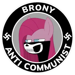 Size: 736x736 | Tagged: safe, editor:dpr, ponerpics import, pinkie pie, altbrony, anti communist, anti lgbt, fascism, fascist, image, mlpol, nationalism, nazi, pinkamena diane pie, png, siege mask, skull mask, swastika