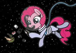 Size: 2048x1448 | Tagged: safe, artist:ewoudcponies, derpibooru import, pinkie pie, earth pony, pony, g4, chopsticks, dexterous hooves, female, food, hoof hold, image, mare, open mouth, png, solo, soup, space, space helmet, spacesuit, sushi