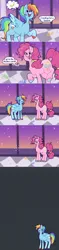 Size: 1000x4208 | Tagged: safe, artist:mokeonn, derpibooru import, pinkie pie, rainbow dash, earth pony, pegasus, pony, g4, blush scribble, blushing, colored hooves, comic, dialogue, duo, hooves, image, multicolored hooves, png, speech bubble, thought bubble, wat