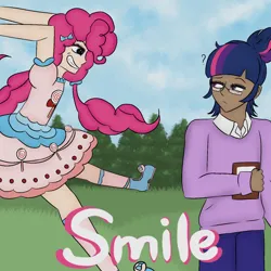 Size: 1280x1280 | Tagged: safe, artist:emma63194nr, derpibooru import, pinkie pie, twilight sparkle, human, smile hd, equestria girls, g4, duo, duo female, female, image, imminent death, png, this will end in death