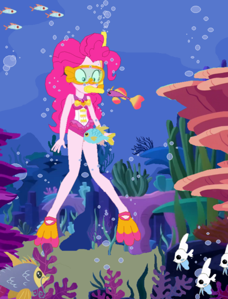 Size: 898x1177 | Tagged: suggestive, artist:egskinnydippers101, edit, edited edit, pinkie pie, angelfish, fish, human, tropical fish, equestria girls, aquaphilia, bestiality, bikini, bubble, clothes, fetish, fish tail, image, interspecies, ms paint, ocean, png, reef, seaweed, snorkeling, swimsuit, underwater, water