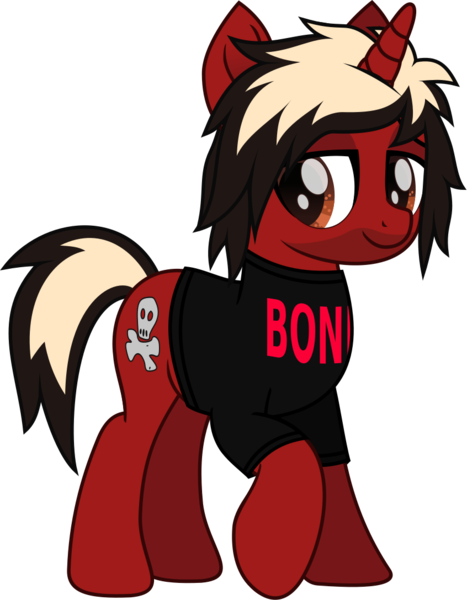 Size: 846x1087 | Tagged: safe, artist:lightningbolt, derpibooru import, ponified, pony, unicorn, .svg available, all time low, clothes, derpibooru exclusive, dyed mane, dyed tail, facial hair, horn, image, jack barakat, lidded eyes, looking at you, male, movie accurate, png, raised hoof, shirt, simple background, smiling, solo, stallion, standing, t-shirt, tail, transparent background, vector