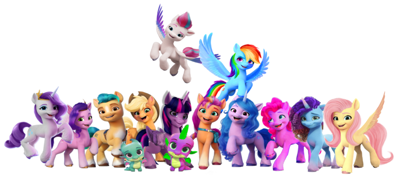 Size: 6120x2713 | Tagged: safe, artist:tankengine52, derpibooru import, applejack, fluttershy, hitch trailblazer, izzy moonbow, pinkie pie, pipp petals, rainbow dash, rarity, sparky sparkeroni, spike, sunny starscout, twilight sparkle, twilight sparkle (alicorn), zipp storm, alicorn, dragon, earth pony, pegasus, pony, unicorn, g4, g5, my little pony: a new generation, applejack (g5), applejack's hat, blue coat, blue eyes, blue mane, blue tail, bracelet, cowboy hat, crown, curly mane, curly tail, cyan eyes, cyan mane, cyan tail, female, fluttershy (g5), g4 to g5, generation leap, green eyes, hat, hitch and his heroine, horn, image, izzy and her heroine, jewelry, looking at you, male, mane five, mane fourteen, mane seven, mane seven (g5), mane six, mane six (g5), mane stripe sunny, mane twelve, mare, misty and her heroine, misty brightdawn, multicolored mane, multicolored tail, orange coat, pink coat, pink mane, pink tail, pinkie pie (g5), pipp and her heroine, png, purple eyes, purple mane, rainbow dash (g5), rarity (g5), rebirth misty, regalia, simple background, sparky and his hero, spread wings, stallion, sunny and her heroine, tail, tan mane, tan tail, transparent background, twilight sparkle (g5), white coat, winged spike, wings, yellow coat, zipp and her heroine