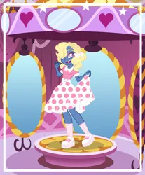 Size: 2744x3312 | Tagged: safe, artist:lavander doodles, derpibooru import, oc, oc:azure/sapphire, equestria girls, g4, 50's fashion, crossdressing, femboy, image, male, model, pink dress, png