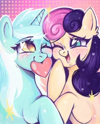 Size: 1050x1300 | Tagged: safe, artist:faelitha, derpibooru import, bon bon, lyra heartstrings, sweetie drops, earth pony, pony, unicorn, g4, couple, duo, heart, holiday, horn, image, jpeg, love, valentine, valentine's day