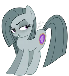 Size: 852x938 | Tagged: safe, artist:invader-madness, derpibooru import, marble pie, earth pony, pony, fanfic:muffins, g4, >:), fanfic art, image, lidded eyes, looking back, png, simple background, solo, transparent background