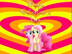 Size: 960x720 | Tagged: artist needed, safe, anonymous artist, artist:rainbownspeedash, derpibooru import, fluttershy, pinkie pie, earth pony, pegasus, pony, g4, cute, diapinkes, duo, female, grin, heart, heart background, hearts and hooves day, holiday, image, lesbian, looking at each other, looking at someone, mare, open mouth, open smile, png, ship:flutterpie, shipping, shyabetes, smiling, smiling at each other, song in the description, valentine's day, valentine's day 2025, valentine's day picture