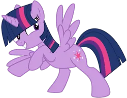 Size: 1415x1090 | Tagged: safe, artist:katnekobase, artist:twilyisbestpone, derpibooru import, twilight sparkle, twilight sparkle (alicorn), alicorn, pony, g4, badass, base used, female, image, mare, pegasus wings, png, pose, simple background, smiling, solo, spread wings, transparent background, wings