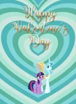 Size: 959x1308 | Tagged: artist needed, safe, anonymous artist, artist:thunder-blur, derpibooru import, queen chrysalis, twilight sparkle, twilight sparkle (alicorn), alicorn, changedling, changeling, pony, g4, blushing, cute, cutealis, duo, female, grin, heart, heart background, hearts and hooves day, holiday, image, lesbian, looking at each other, looking at someone, mare, orin's chrysalis, png, purified chrysalis, reformed, ship:twisalis, shipping, smiling, smiling at each other, song in the description, twiabetes, valentine's day, valentine's day 2025, valentine's day picture