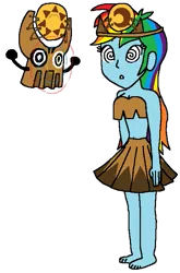 Size: 473x715 | Tagged: safe, artist:kingdom-of-rp, derpibooru import, rainbow dash, human, equestria girls, g4, donkey kong (series), donkey kong country returns, duo, gong-oh, hypno dash, hypnosis, hypnotized, image, looking at each other, looking at someone, png, simple background, transparent background