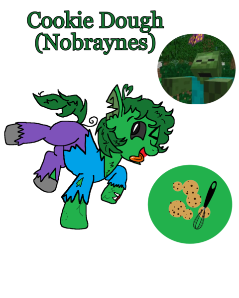 Size: 780x975 | Tagged: semi-grimdark, artist:xxduncandonutxx, derpibooru import, oc, ponified, unofficial characters only, earth pony, pony, undead, zombie, zombie pony, cookie, food, image, meme, messy hair, messy mane, messy tail, minecraft, png, ponified meme, rule 85, simple background, solo, tail, torn ear, transparent background, vein