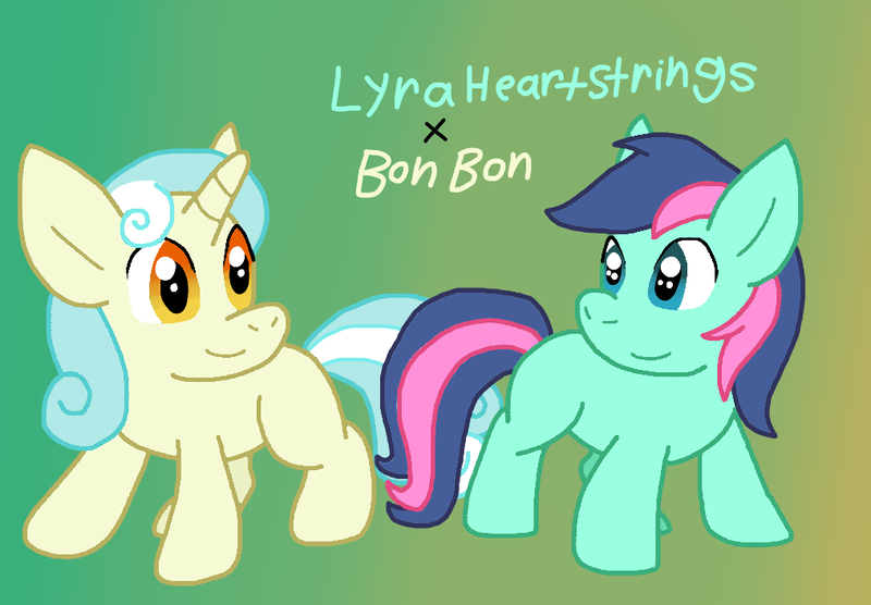 Size: 1015x705 | Tagged: safe, artist:cmara, derpibooru import, oc, earth pony, pony, unicorn, g4, adoptable, duo, gradient background, horn, image, magical lesbian spawn, offspring, parent:bon bon, parent:lyra heartstrings, parents:lyrabon, png