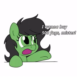 Size: 1000x1000 | Tagged: safe, artist:unitxxvii, derpibooru import, oc, oc:anonfilly, earth pony, pony, dialogue, female, filly, foal, image, jpeg, open mouth, simple background, solo, white background