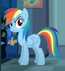 Size: 828x904 | Tagged: episode needed, safe, ai content, derpibooru import, machine learning assisted, screencap, rainbow dash, pegasus, pony, g4, ai upscaled, cropped, eyebrows, image, png, raised eyebrow, upscaled