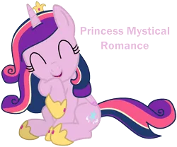 Size: 1451x1206 | Tagged: safe, artist:princess-paige-place-of-fun, derpibooru import, oc, oc:princess mystical romance, unofficial characters only, alicorn, pony, clothes, crown, eyes closed, female, fusion, fusion:princess cadance, fusion:twilight sparkle, horn, image, jewelry, mare, png, raised hoof, regalia, shoes, simple background, sitting, smiling, transparent background, wings