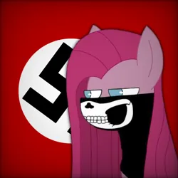 Size: 2048x2048 | Tagged: safe, editor:dpr, ponerpics import, pinkie pie, fascism, fascist, image, looking at something, nazi, nazi flag, pinkamena diane pie, png, siege mask, skull mask, swastika