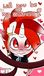 Size: 981x1702 | Tagged: safe, artist:lou, ponerpics import, oc, unofficial characters only, pony, blushing, dialogue, holiday, image, jpeg, leash, male, solo, stallion, valentine's day