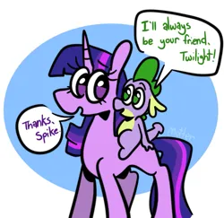 Size: 1135x1101 | Tagged: safe, artist:smirk, derpibooru import, spike, twilight sparkle, unicorn, g4, dialogue, duo, duo male and female, female, friendship, image, male, missing cutie mark, png, unicorn twilight