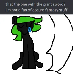 Size: 285x296 | Tagged: safe, artist:wren, ponerpics import, oc, oc:fanonlilly, pony, series:nonaverse, female, giant sword, hot date sword, image, mare, png, simple background, sitting, solo, teardrop, white background