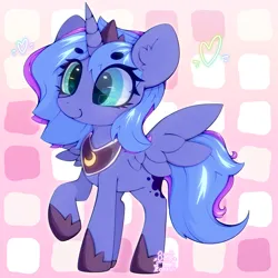 Size: 3000x3000 | Tagged: safe, artist:zokkili, derpibooru import, princess luna, alicorn, pony, g4, crown, ear fluff, eye clipping through hair, eyebrows, eyebrows visible through hair, female, high res, hoof shoes, horn, image, jewelry, jpeg, peytral, princess shoes, raised hoof, regalia, solo, spread wings, wings