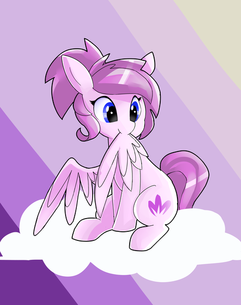 Size: 3000x3800 | Tagged: safe, artist:rosefluffdraws, derpibooru import, oc, unofficial characters only, pegasus, pony, abstract background, cloud, female, grooming, image, mare, on a cloud, png, preening, sitting, sitting on cloud, solo, wings