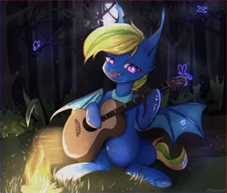 Size: 1326x1123 | Tagged: safe, artist:shinech9, ponerpics import, oc, unofficial characters only, pony, guitar, image, jpeg, male, musical instrument, open mouth, solo, stallion