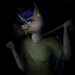 Size: 2048x2048 | Tagged: safe, artist:shinech9, ponerpics import, oc, unofficial characters only, anthro, clothes, image, jpeg, leash, male, open mouth, solo