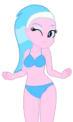 Size: 1132x1887 | Tagged: safe, artist:shieldwingarmorofgod, artist:yaya54320bases, derpibooru import, aloe, human, equestria girls, g4, aloebetes, bare shoulders, belly, belly button, bikini, breasts, clothes, cute, equestria girls-ified, female, image, midriff, one eye closed, png, simple background, smiling, solo, swimsuit, transparent background, vector, wink