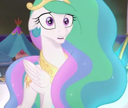 Size: 953x804 | Tagged: safe, derpibooru import, princess celestia, alicorn, pony, g4, my little pony: the movie, cropped, crown, ethereal mane, ethereal tail, female, flowing mane, flowing tail, folded wings, gem, image, jewelry, jpeg, mare, peytral, regalia, sparkles, starry mane, starry tail, tail, wings