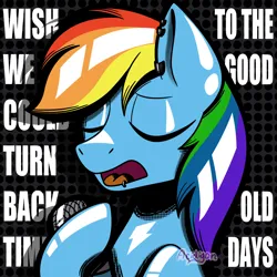 Size: 2048x2048 | Tagged: safe, artist:acidigon, derpibooru import, rainbow dash, pegasus, pony, g4, don't dead open inside, eyes closed, female, image, mare, png, singing, solo, song reference, text