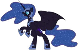 Size: 2745x1772 | Tagged: safe, artist:sythenmcswig, derpibooru import, nightmare moon, alicorn, pony, g4, female, image, mare, png, rearing, simple background, solo, transparent background