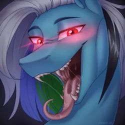 Size: 3000x3000 | Tagged: suggestive, artist:kreteen art, derpibooru import, oc, unofficial characters only, bat pony, bat pony oc, bat wings, drool, drool string, fangs, image, long tongue, maw, mawshot, open mouth, png, signature, solo, teeth, tongue out, uvula, wings