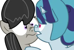 Size: 3780x2585 | Tagged: safe, artist:jadeharmony, derpibooru import, octavia melody, sonata dusk, ponified, earth pony, pony, unicorn, g4, base used, cute, duo, female, gritted teeth, horn, image, lesbian, mare, nose to nose, png, ship:sontavia, shipping, shrunken pupils, simple background, sonatabetes, tavibetes, teeth, transparent background, unicorn sonata dusk