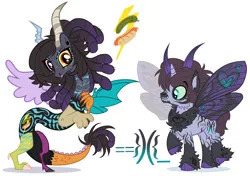 Size: 3072x2160 | Tagged: safe, artist:chickenpicnic, derpibooru import, oc, unofficial characters only, draconequus, insect, moth, mothpony, original species, unicorn, alternate design, horn, image, png, twitterina design