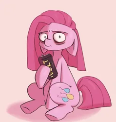 Size: 1365x1436 | Tagged: safe, artist:rend36, derpibooru import, pinkamena diane pie, pinkie pie, earth pony, pony, g4, can, drink, energy drink, image, looking at you, png, simple background